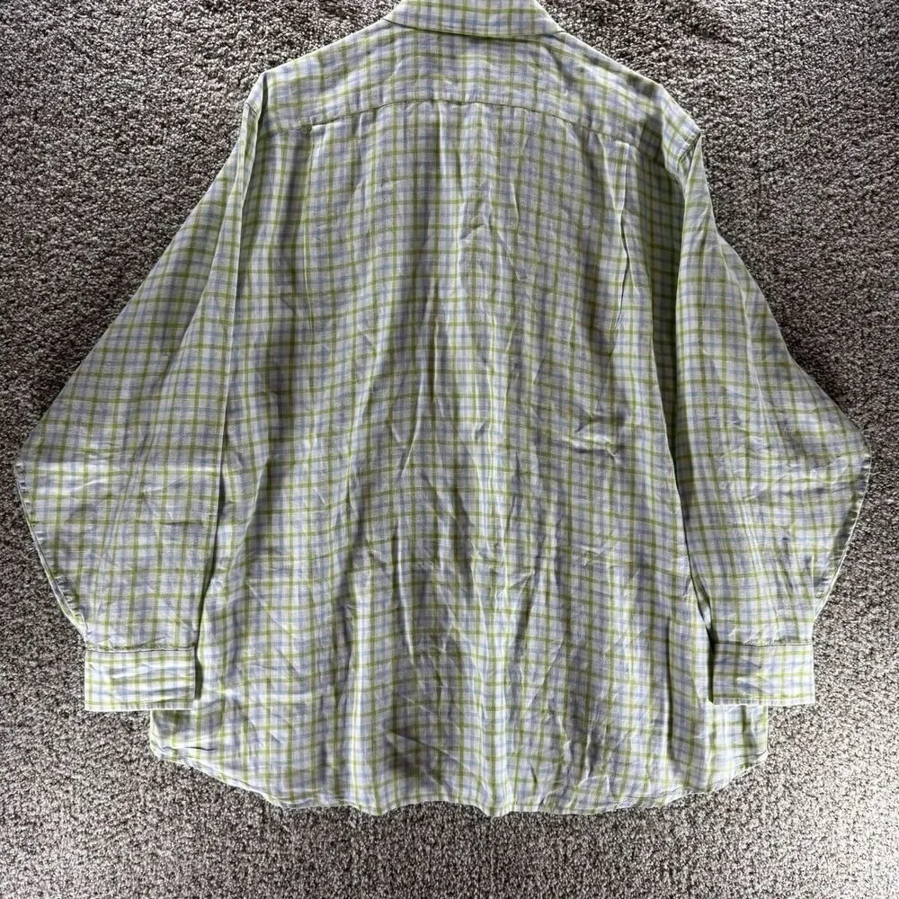 Vineyard Vines Linen Shirt Mens Extra Large Green Blue Plaid‎ Button Up Adult